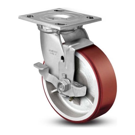 Colson 4 Series Swivel Plate Caster Polyurethane With Brake 6" Dia. 1200 Lb 4.06109.949.7 BRK7